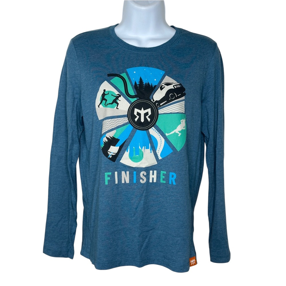 Ragnar Relay Finisher Long Sleeve Shirt Medium Blue Graphic Running Tee Sport